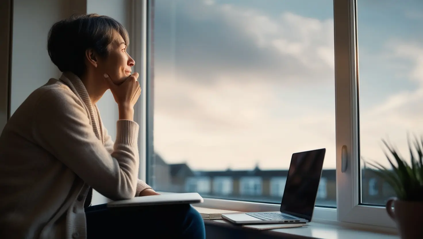 Sophia Jumagali, therapist in London, seated at her desk, offering therapy in London for adults